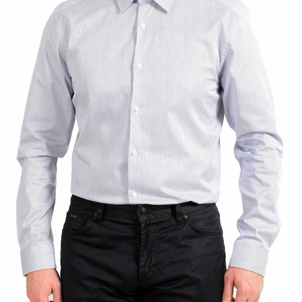 Hugo Boss Men's "T-Carl" Slim Fit Striped Long Sleeve Dress Shirt - Picture 4 of 9